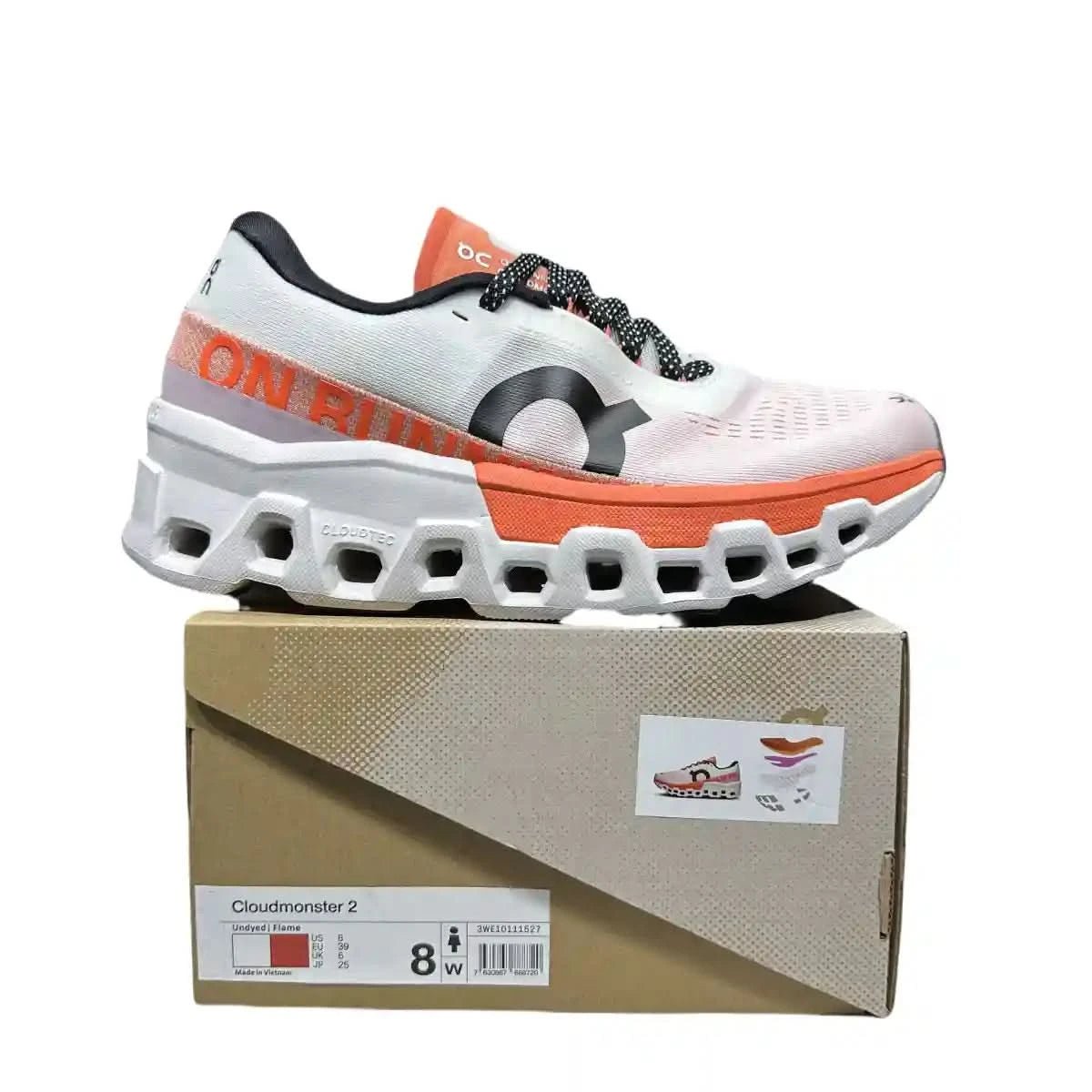 On Cloudmonster 2 Men's White/Tangerine Red - Onsrunners