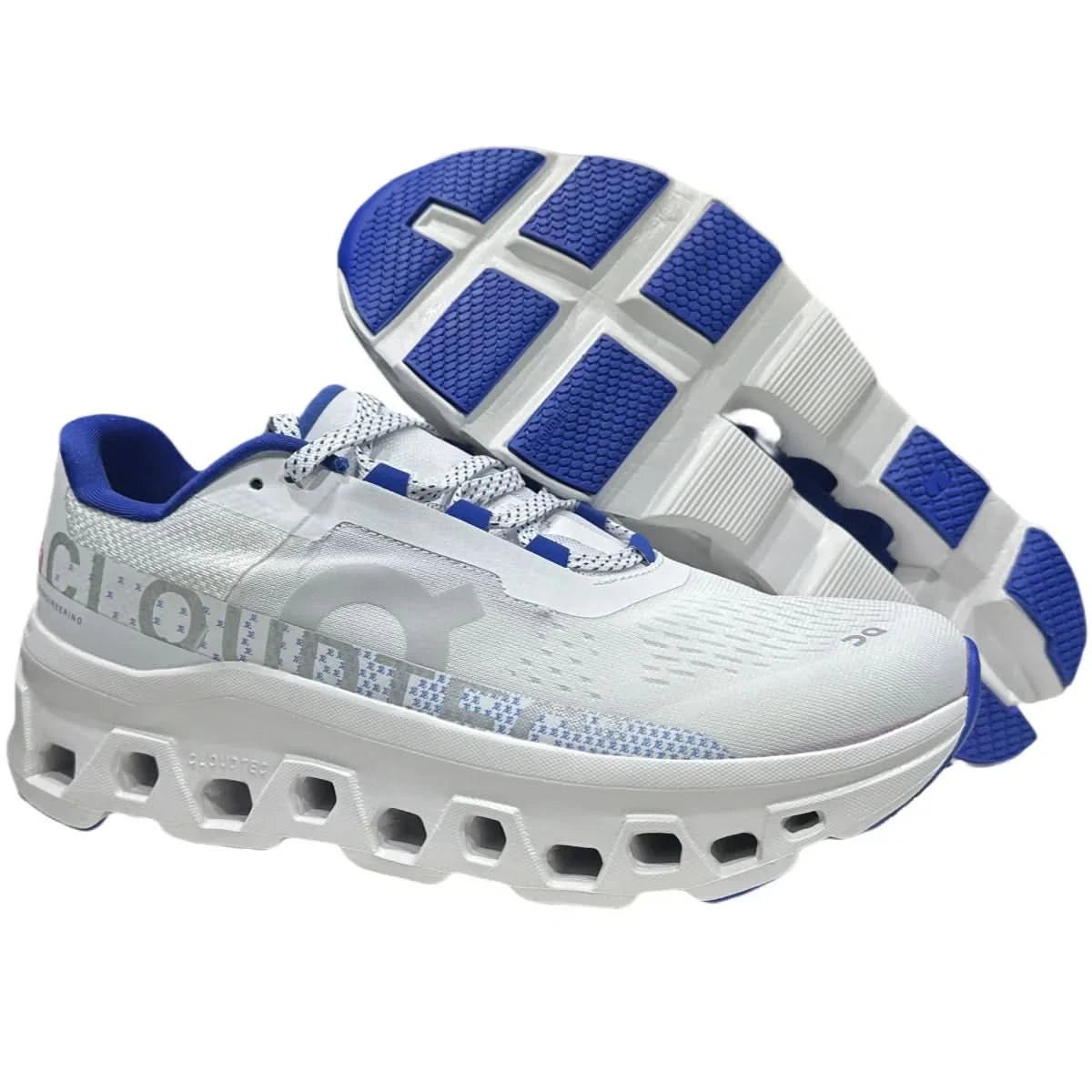 On Cloudmonster Men's White/Blue - Onsrunners