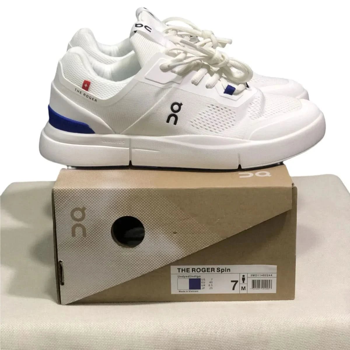 On The Roger Spin Men's White/Blue - Onsrunners