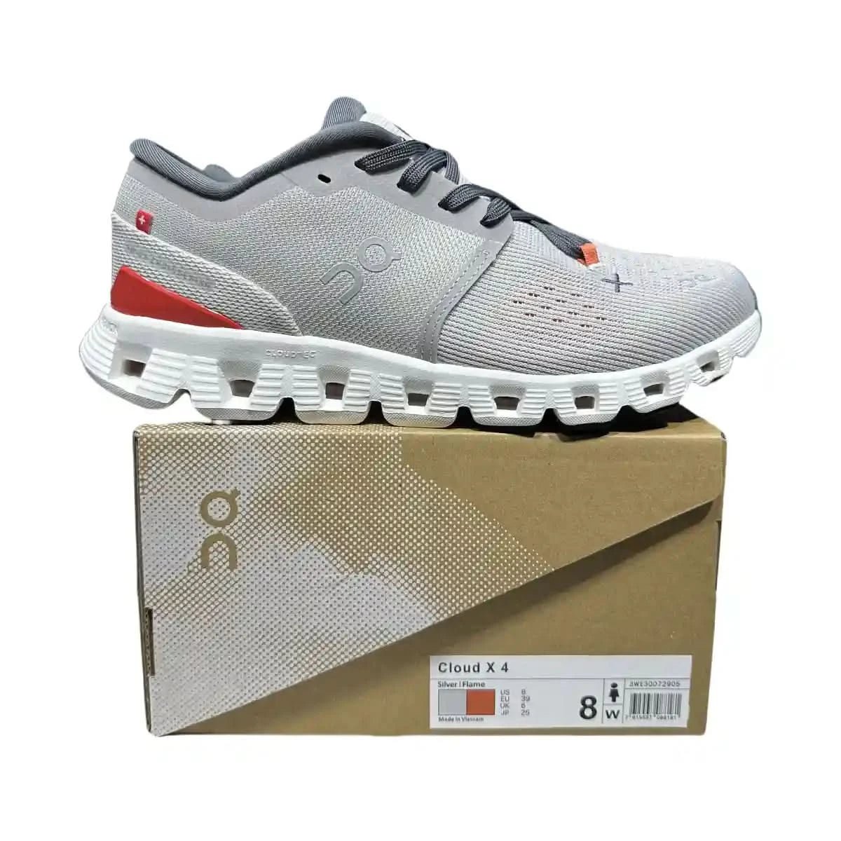 On Cloud X4 Men's Silver/Orange - Red - Onsrunners
