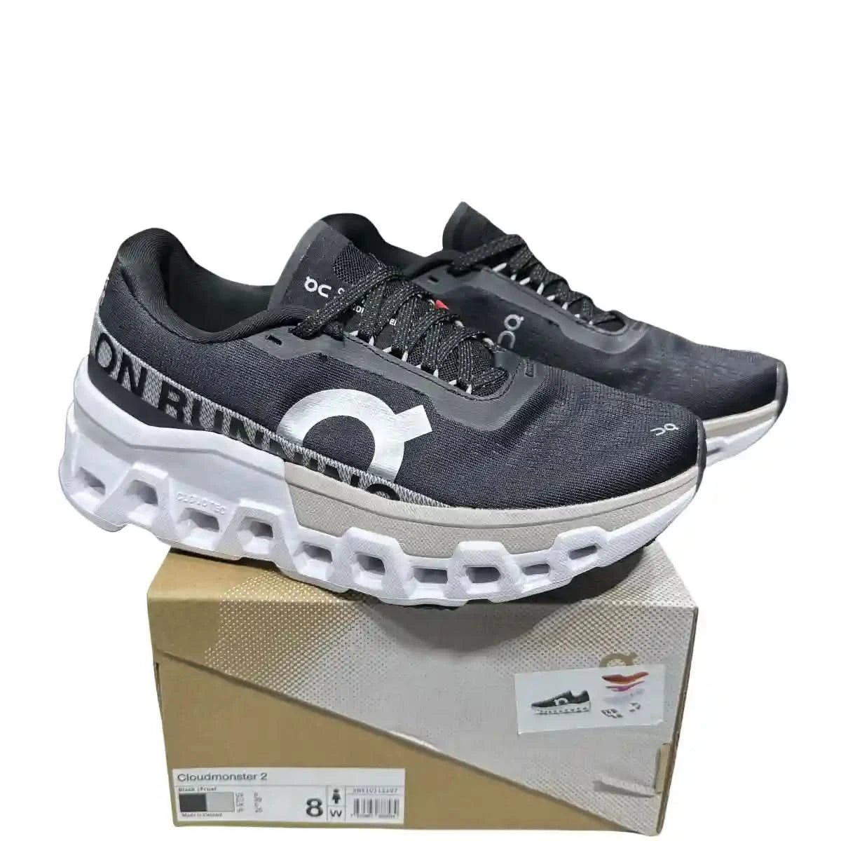 On Cloudmonster 2 Men's Black/Mist White - Onsrunners