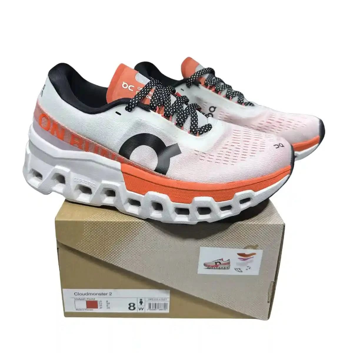 On Cloudmonster 2 Women's White/Tangerine Red - Onsrunners