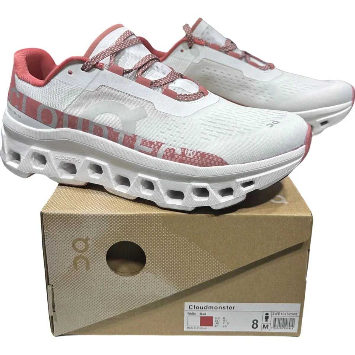On Cloudmonster Men's White/Red - Onsrunners