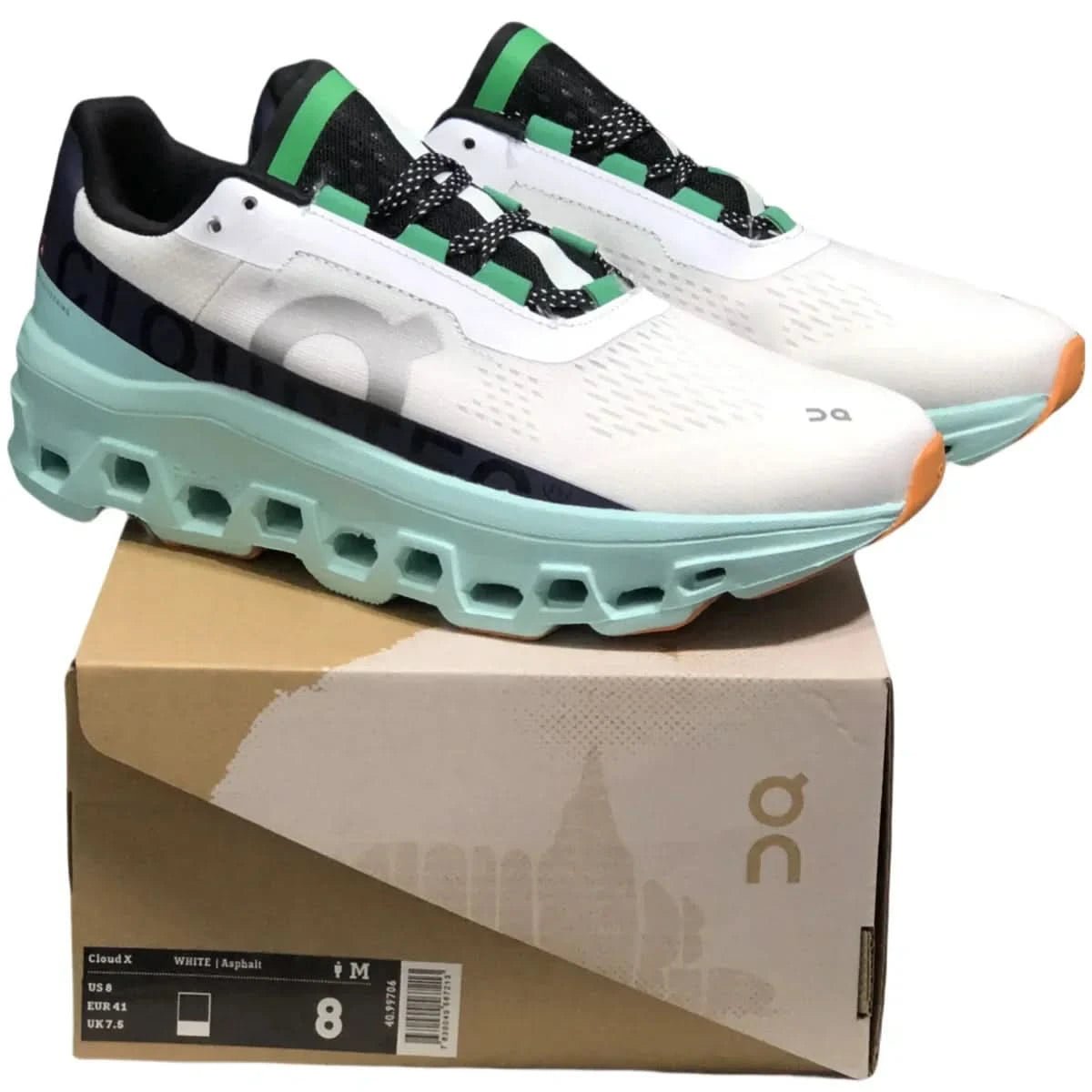 On Cloudmonster Women's White/Green - Onsrunners