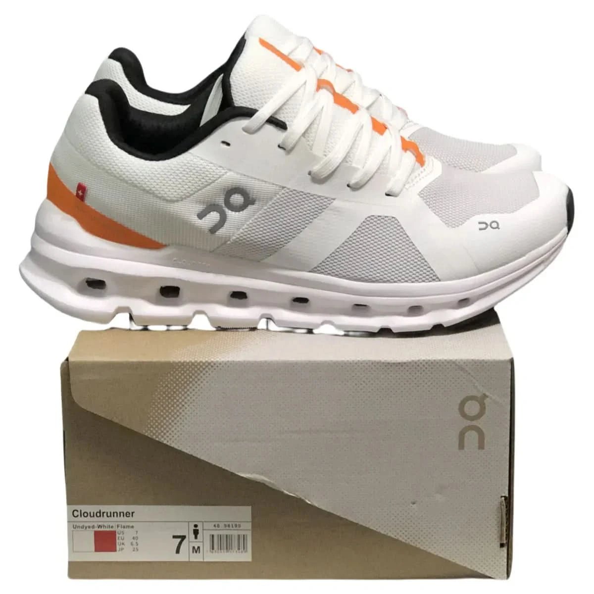 On Cloudrunner Women's Undyed White/Flame - Onsrunners