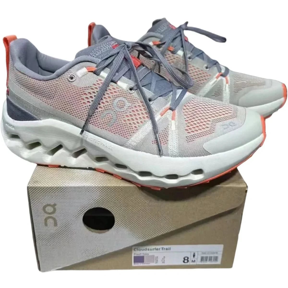 On Cloudsurfer Trail Waterproof Women's Gray/White - Onsrunners